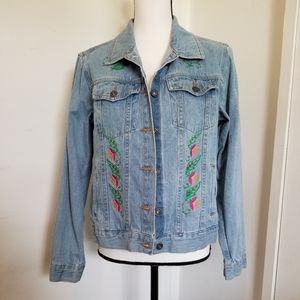 VTG Christopher & Banks embroidered denim jacket size medium
